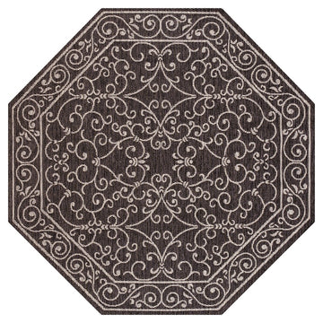 Charleston Vintage Filigree Textured Weave Indoor/outdoor Octagon Rug